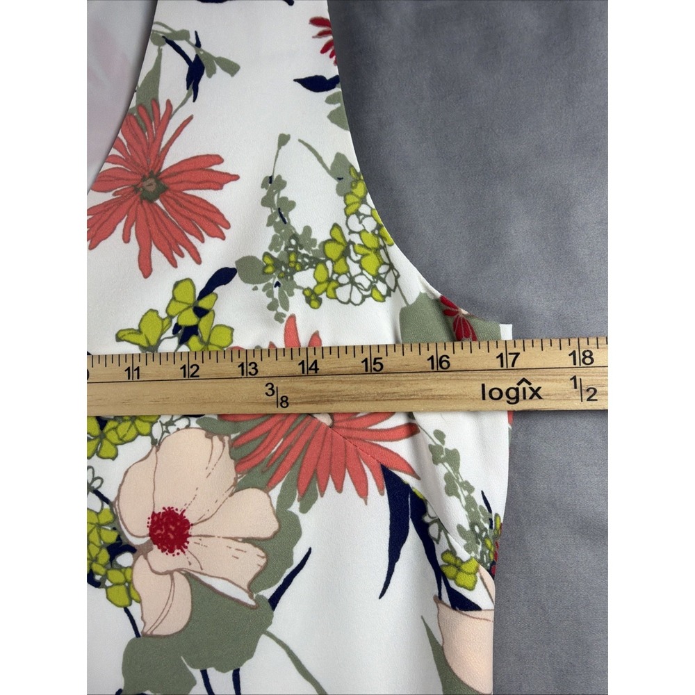 Shift Dress Womens Banana Republic 6 White Floral V-Neck Sleeveless Mini Zip - Picture 5 of 10